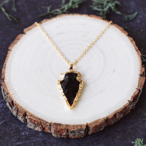 Jewelry - ✨3 for $20 sale✨ Black Obsidian Arrowhead Necklace
